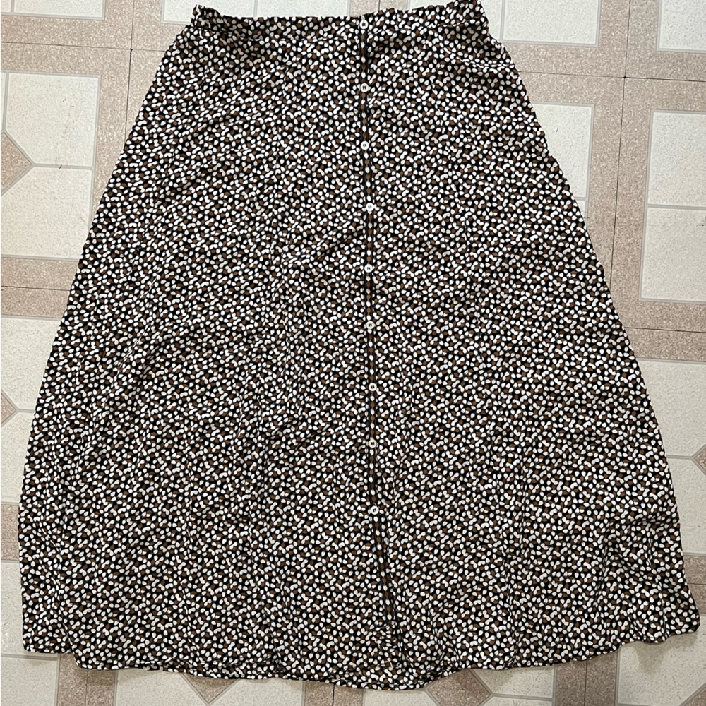 Brown patterned midi skirt
